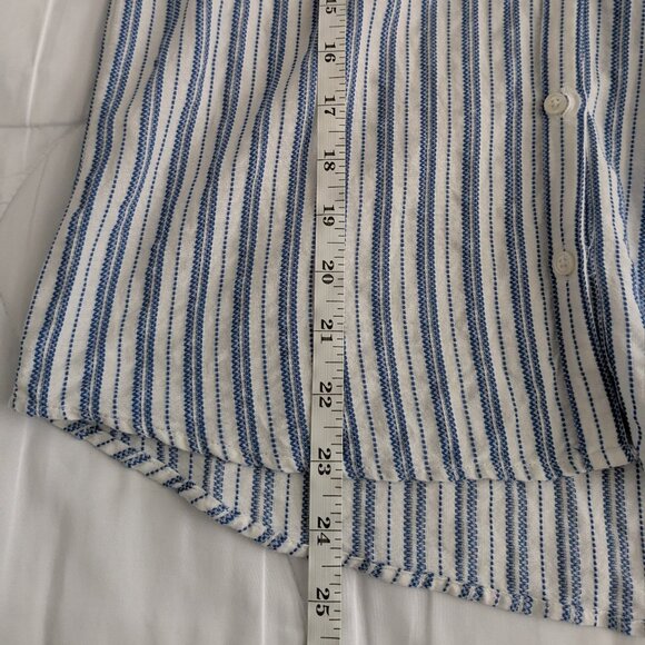 J. Crew Shirt Women's Size XS Blue White Stripes Tie-sleeve Button-up #L2052 - Picture 16 of 16